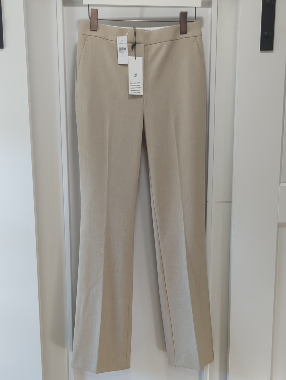 Ann Taylor Beige Straight-Leg Dress Pants
